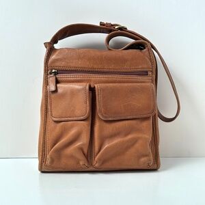 Vintage Brown Leather Fossil 1954 Classic Messenger or Shoulder Bag Style